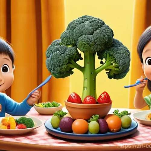 코코몽과 어린이 식습관 개선 - **"Cocomong's Delicious Adventure Feast"**
    A bright, cheerful, cartoon-style illustration of thr...